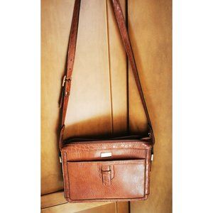 Vintage Cornell Brown Leather Shoulder Bag Crossbody